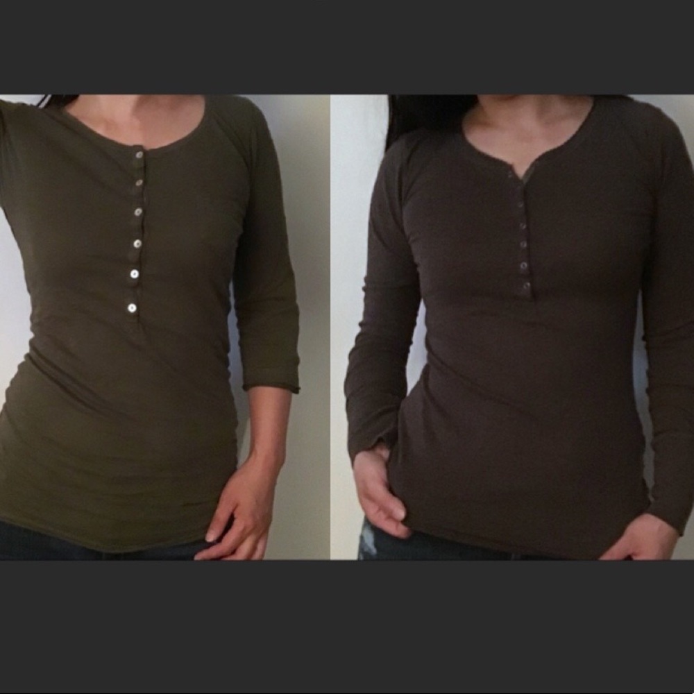 H&M bundle of 2 long sleeve t shirts with buttons.